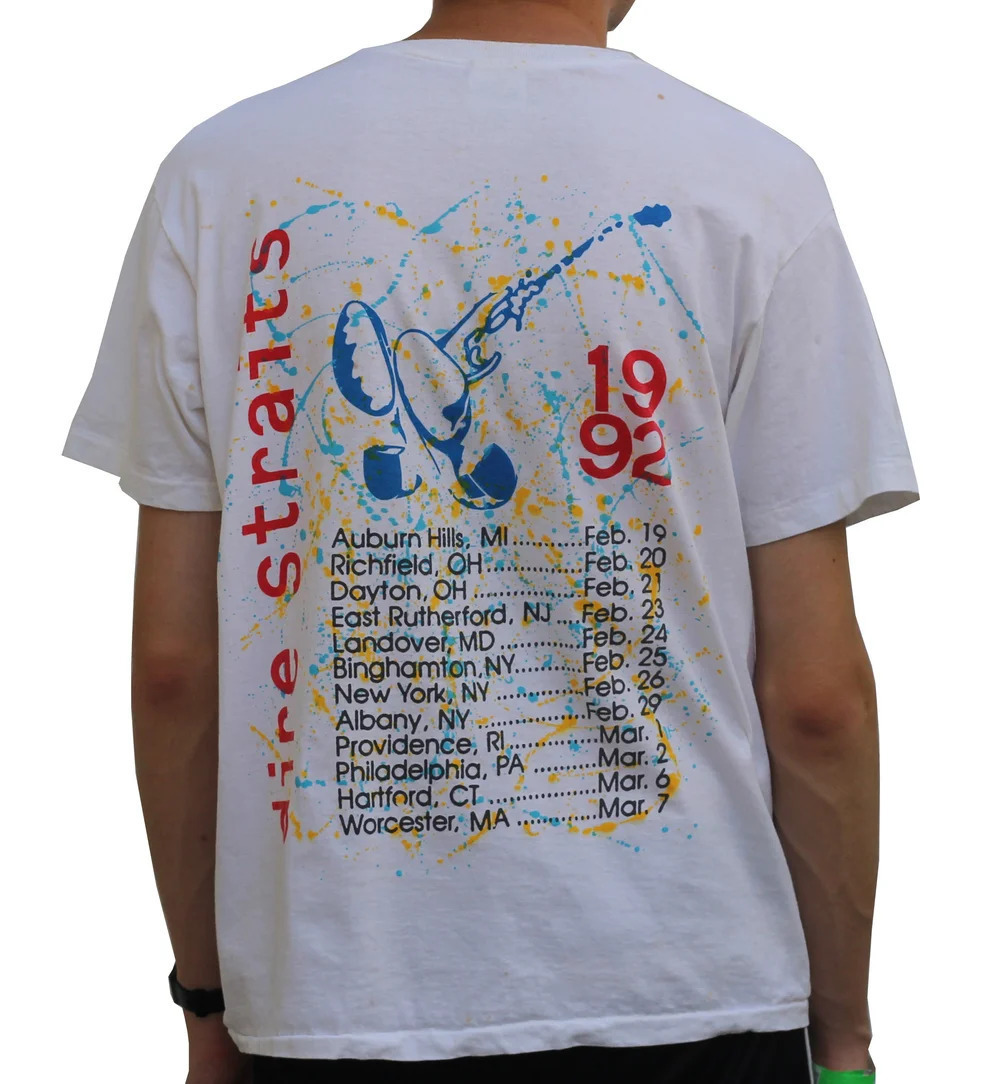 1992 Dire Straits Tour T Shirt Back Print